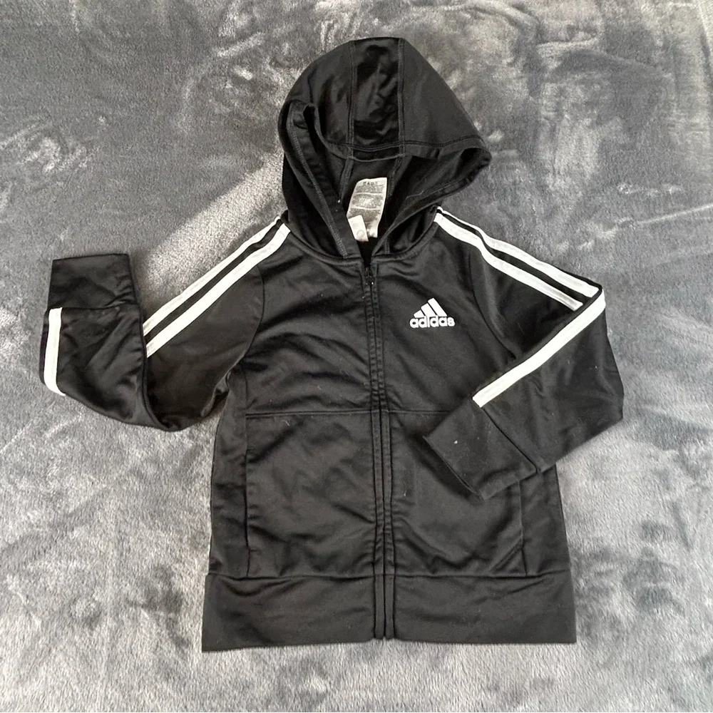 Adidas Boys 2-Piece Active Set Striped Tracksuit/Jogging Suit‎ Black/White Sz 2T